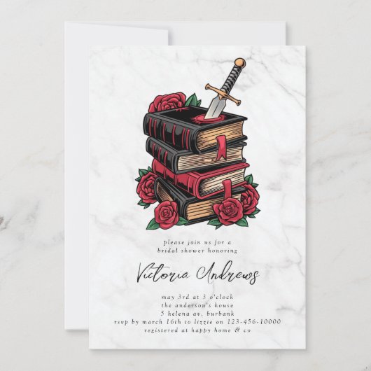 Dark Romance Romantacy Bookmark Brautparty Einladung (Vorderseite)