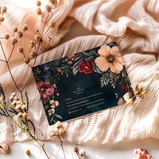 Dark Romance Wedding Theme RSVP Karte