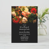 Dark romantic elegant floral flowers wedding einladung (Stehend Vorderseite)