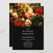 Dark romantic elegant floral flowers wedding einladung (Vorne/Hinten)