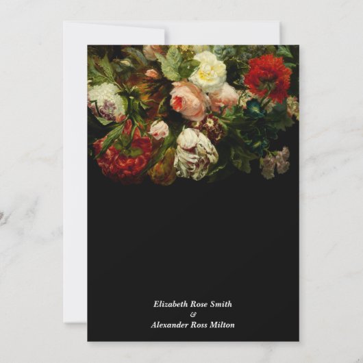 Dark romantic elegant floral Rehearsal dinner Einladung (Rückseite)