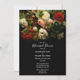 Dark romantic elegant floral Rehearsal dinner Einladung