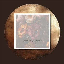 Dark Romantic Floral Dutch Art Painting Wedding Serviette