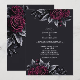 Dark Romantic Floral Gothic Hochzeit Einladung