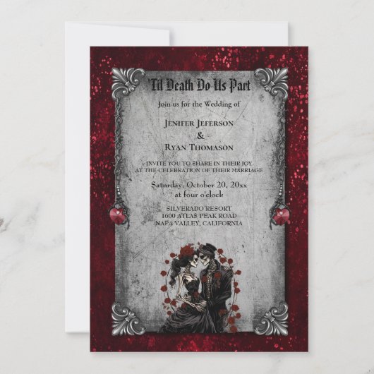 Dark Romantic Floral Gothic Hochzeit Einladung (Vorderseite)