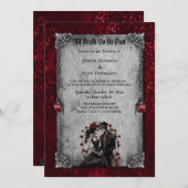 Dark Romantic Floral Gothic Hochzeit Einladung (Vorne/Hinten)