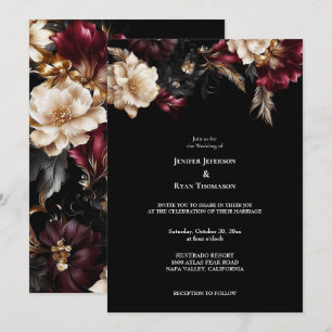 Dark Romantic Floral Gothic Hochzeit Einladung