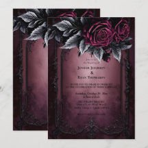 Dark Romantic Floral Gothic Hochzeit Einladung