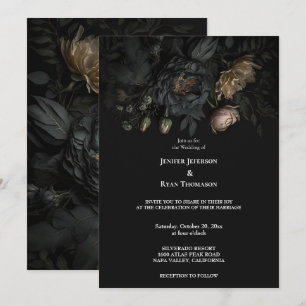 Dark Romantic Floral Gothic Hochzeit Einladung
