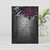 Dark Romantic Floral Gothic wedding invitation Einladung (Stehend Vorderseite)