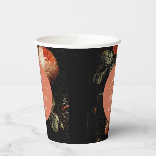 Dark Romantic Floral Pink Rose Polterabend Pappbecher (Links)