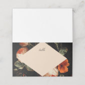 Dark Romantic Floral Rose Dutch Wedding Platzkarte (Außenseite Aufgefaltet)