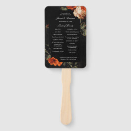 Dark Romantic Floral Rose Dutch Wedding Program Fächer
