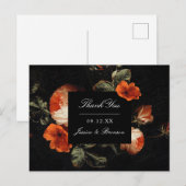 Dark Romantic Floral Rose Dutch Wedding Vielen Dan Postkarte (Vorne/Hinten)