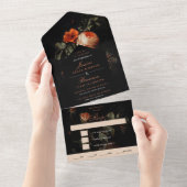 Dark Romantic Floral Rose Holländische Master Wedd All In One Einladung (Abreißen)