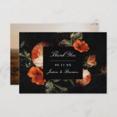 Dark Romantic Floral Rose Holländische Master Wedd Dankeskarte (Vorne/Hinten)