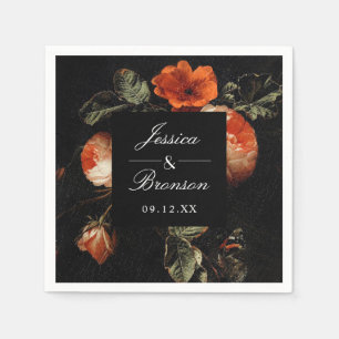 Dark Romantic Floral Rose Holländische Master Wedd Serviette
