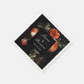 Dark Romantic Floral Rose Holländische Master Wedd Serviette (Ecke)