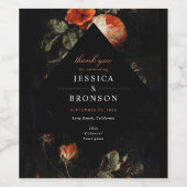 Dark Romantic Floral Rose Niederländisch Weinetikett (Einzelnes Label)