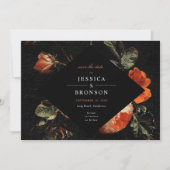 Dark Romantic Floral Rose Save the Date Niederländ Einladung (Vorderseite)