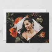 Dark Romantic Floral Rose Save the Date Niederländ Einladung (Rückseite)