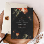 Dark Romantic Floral Rose Save the Date Niederländ Einladung<br><div class="desc">Hintergrundmalerei Reproduktion von niederländischem Meister Elias van den Broeck. Passen Sie die Diamantfarbe an oder ändern Sie das Hintergrundbild nach Belieben. Der gesamte Text ist bearbeitbar. Backer-Element mit Namen ist optional. Fügen Sie ein Foto nach Wunsch hinzu.</div>