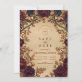 Dark Romantic Floral Wedding Save The Date (Vorderseite)