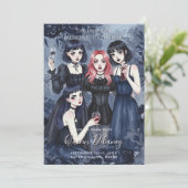 Dark Romantic Gothic Girl Bachelorette Party Einladung (Stehend Vorderseite)