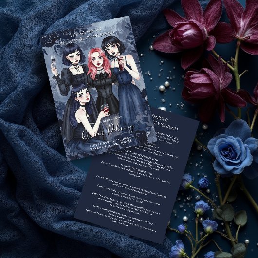 Dark Romantic Gothic Girl Bachelorette Party Einladung