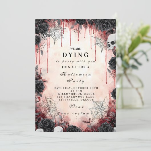 Dark Romantic Gothic Halloween Bash Einladung (Stehend Vorderseite)