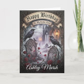 Dark Romantic Gothic Raven Lovers Birthday Karte (Vorderseite)