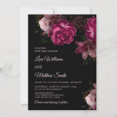 Dark Romantic Hand Drawn Roses Wedding Einladung (Vorderseite)