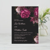 Dark Romantic Hand Drawn Roses Wedding Einladung (Stehend Vorderseite)