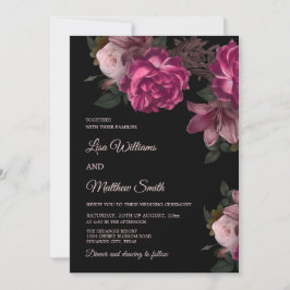 Dark Romantic Hand Drawn Roses Wedding Einladung