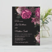 Dark Romantic Hand Drawn Roses Wedding Einladung (Stehend Vorderseite)