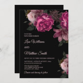 Dark Romantic Hand Drawn Roses Wedding Einladung (Vorne/Hinten)