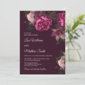 Dark Romantic Hand Drawn Roses Wedding Einladung (Stehend Vorderseite)