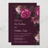 Dark Romantic Hand Drawn Roses Wedding Einladung (Vorne/Hinten)