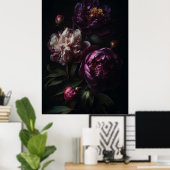 Dark Romantic Lila Peonies Blume Bouquet Poster (Heimbüro)