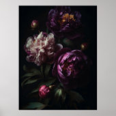 Dark Romantic Lila Peonies Blume Bouquet Poster (Vorne)