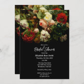 Dark romantic moody elegant floral Bridal Shower  Einladung (Vorne/Hinten)