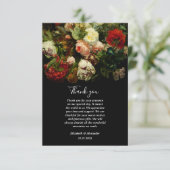 Dark romantic moody elegant floral flowers wedding dankeskarte (Stehend Vorderseite)