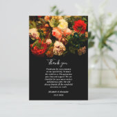 Dark romantic moody elegant floral wedding dankeskarte (Stehend Vorderseite)