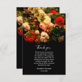 Dark romantic moody elegant floral wedding dankeskarte (Vorne/Hinten)