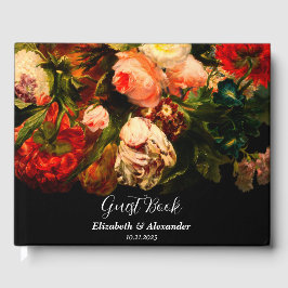 Dark romantic moody elegant floral wedding gästebuch