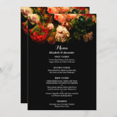 Dark romantic moody elegant floral wedding menükarte (Vorne/Hinten)
