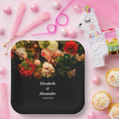 Dark romantic moody elegant floral wedding pappteller (Party)