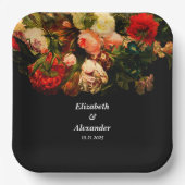 Dark romantic moody elegant floral wedding pappteller (Vorderseite)