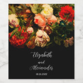 Dark romantic moody elegant floral wedding weinetikett (Einzelnes Label)