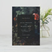 Dark Romantic Moody Floral Wedding Foto Save The Date (Stehend Vorderseite)
